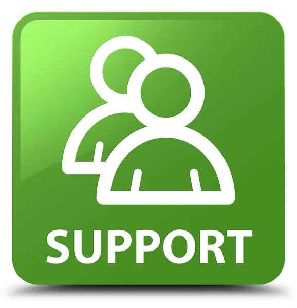 Support (group icon) soft green square button — Stock Photo, Image