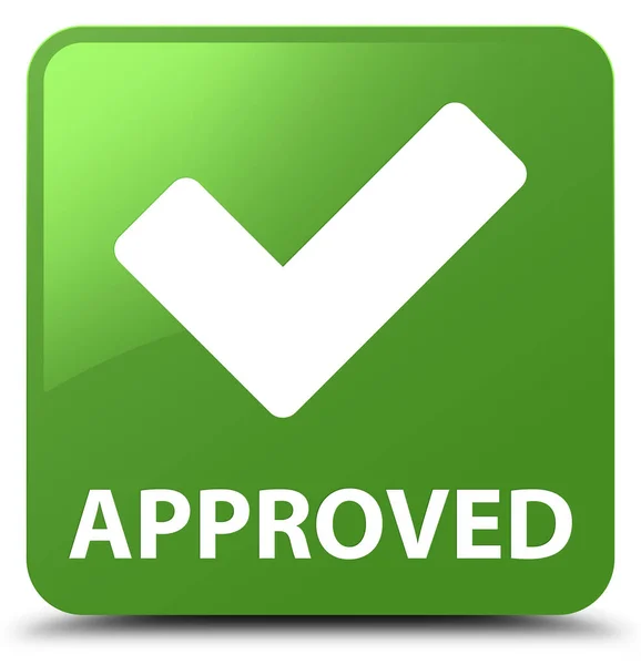 Approved (validate icon) soft green square button — Stock Photo, Image