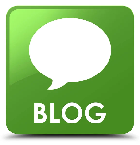 Blog (icono de conversación) botón cuadrado verde suave — Foto de Stock
