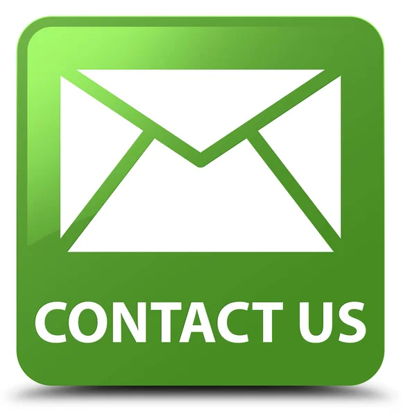 Kontakt (e-mail ikona) miękki zielony przycisk kwadratowy — Zdjęcie stockowe