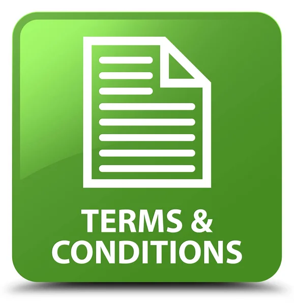 Termos e condições (ícone de página) botão quadrado verde suave — Fotografia de Stock