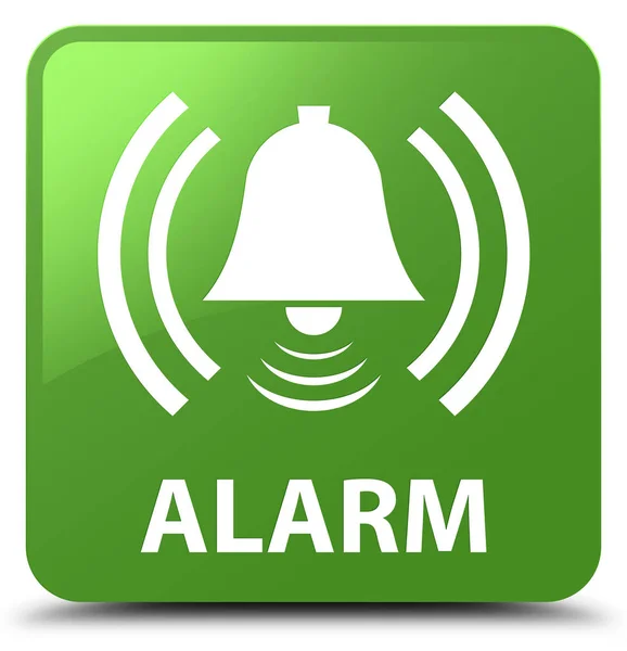 Alarm (harang ikon) puha zöld négyzet gomb — Stock Fotó