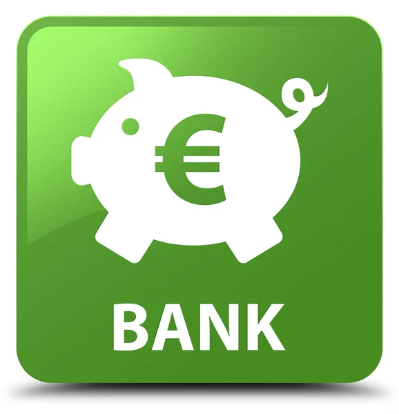 银行 （小猪框欧元符号） 软绿色方形按钮 — 图库照片