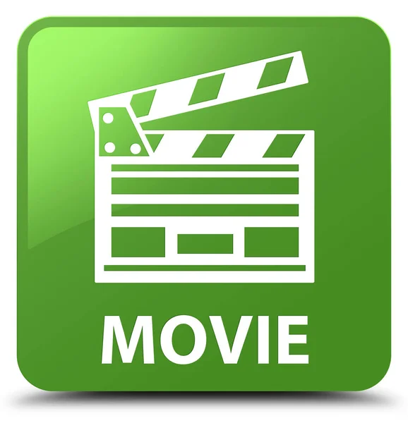 Película (icono del clip de cine) botón cuadrado verde suave — Foto de Stock