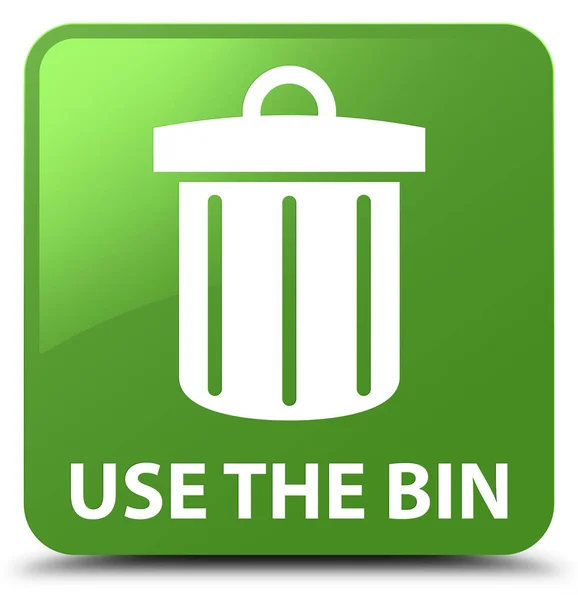 Použijte měkký zelený čtvercové tlačítko bin (ikonu koše) — Stock fotografie