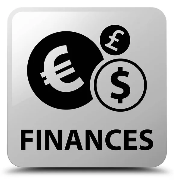 財政 (ユーロ記号) 白い正方形ボタン — ストック写真