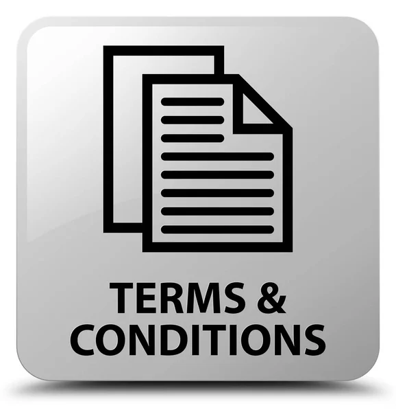 Terms and conditions (pages icon) white square button — Stock Photo, Image