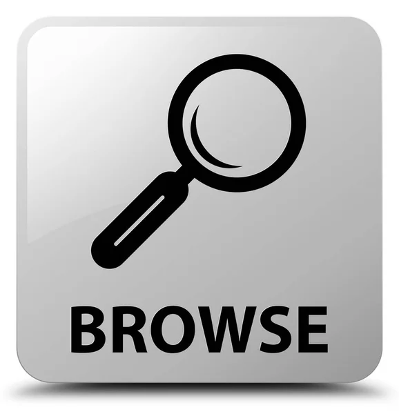 Browse white square button — Stock Photo, Image