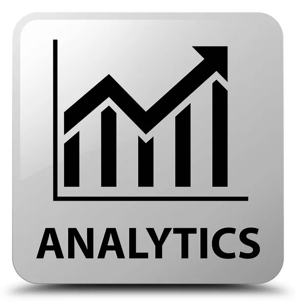 Аналітика (піктограма статистики) біла квадратна кнопка — стокове фото