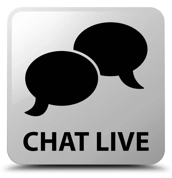 Chat live white square button — Stock Photo, Image