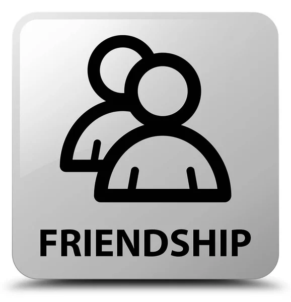 Barátság (csoport ikon) fehér négyzet gomb — Stock Fotó