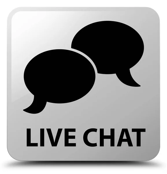Live chat white square button — Stock Photo, Image