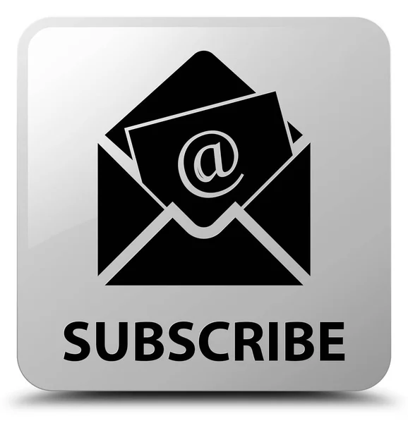 Assine (ícone de e-mail de newsletter) botão quadrado branco — Fotografia de Stock