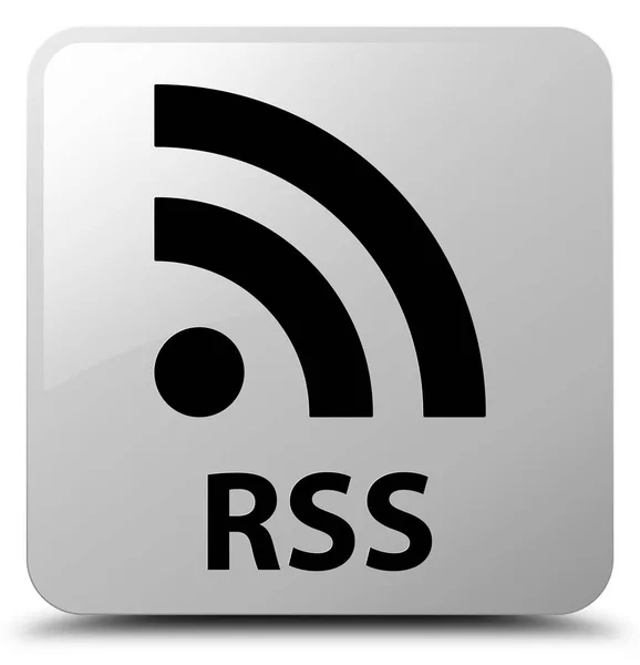 RSS white square button — Stock Photo, Image
