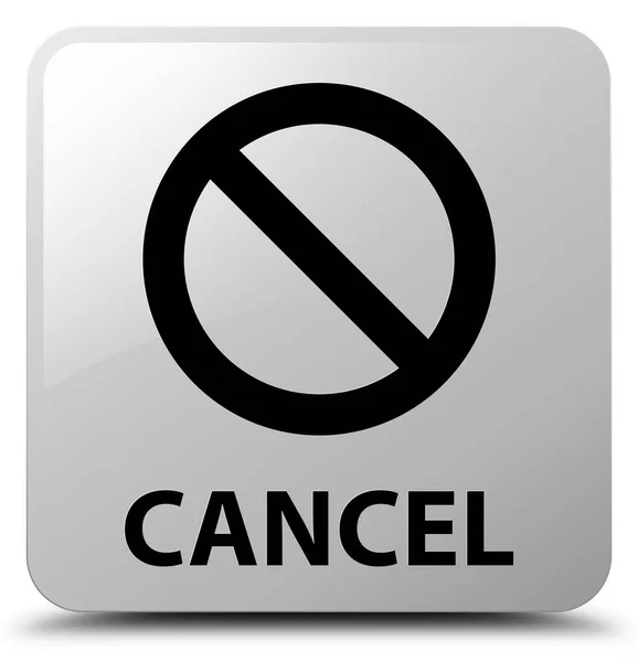 Annuler (icône de signe d'interdiction) bouton carré blanc — Photo