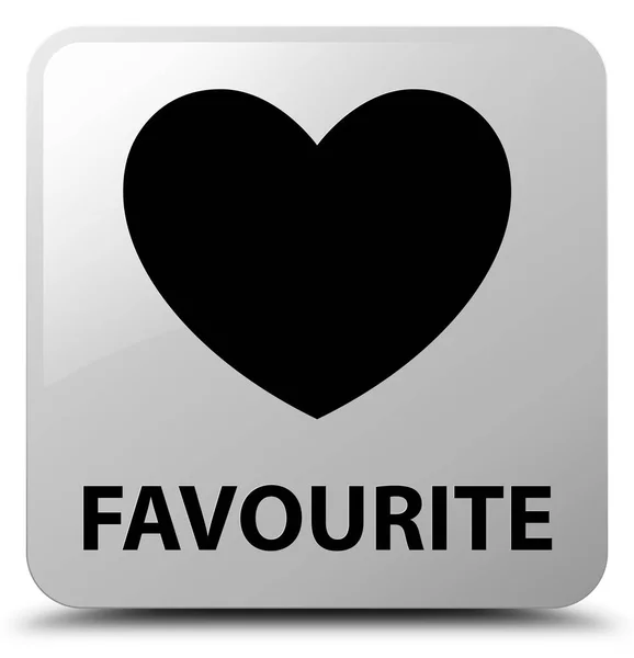 Favourite (heart icon) white square button — Stock Photo, Image