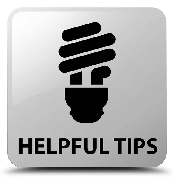 Consigli utili (icona della lampadina) pulsante quadrato bianco — Foto Stock
