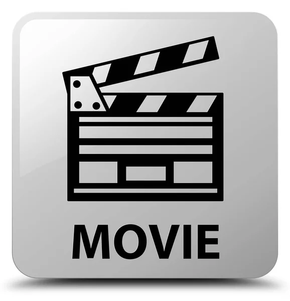 Filme (ícone clipe de cinema) botão quadrado branco — Fotografia de Stock