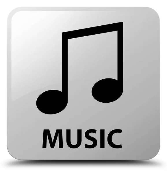 Música (icono de la melodía) botón cuadrado blanco — Foto de Stock