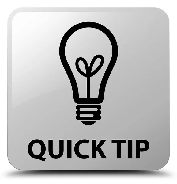 Dica rápida (ícone da lâmpada) botão quadrado branco — Fotografia de Stock