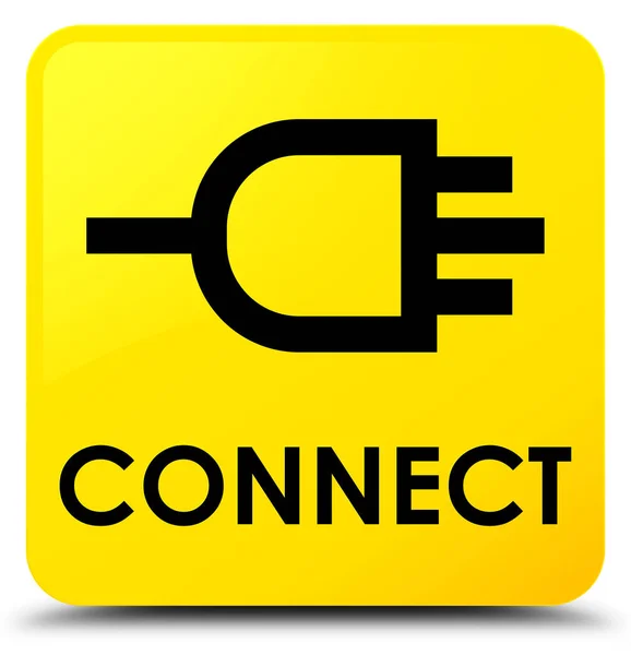 Conectar botão quadrado amarelo — Fotografia de Stock