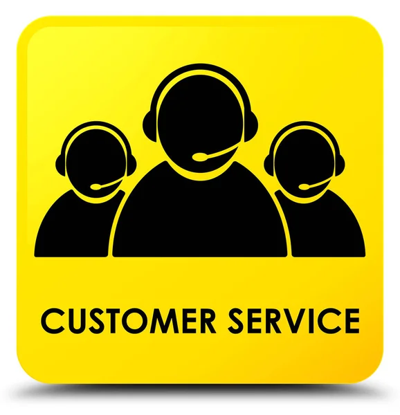 Customer service (team icon) yellow square button — Stock Photo, Image