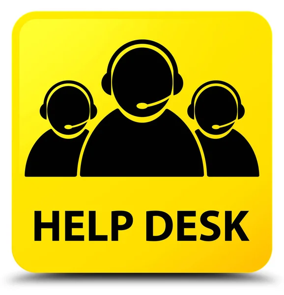 帮助台 （客户关怀团队图标） 黄色方形按钮 — 图库照片