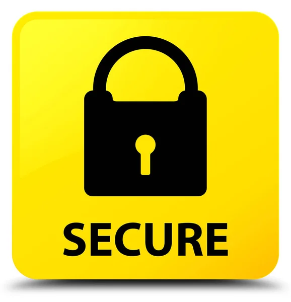 보안 (자물쇠 아이콘) 노란색 사각형 버튼 — 스톡 사진