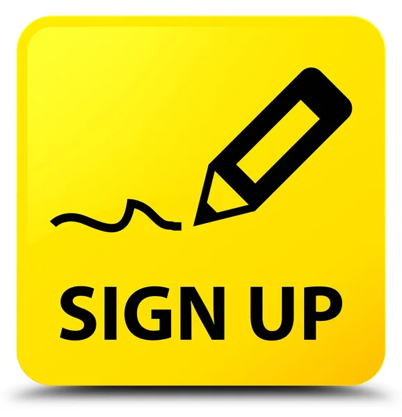 Sign up yellow square button — Stock Photo, Image