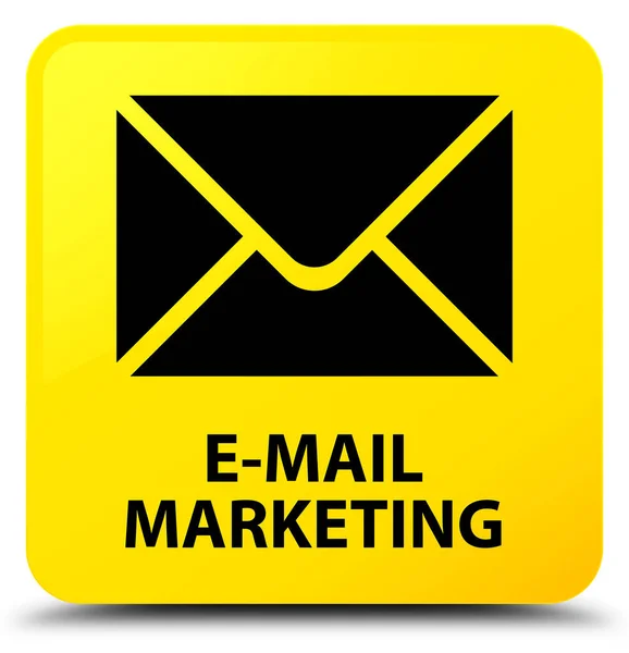 E-mail marketing żółty przycisk kwadratowy — Zdjęcie stockowe