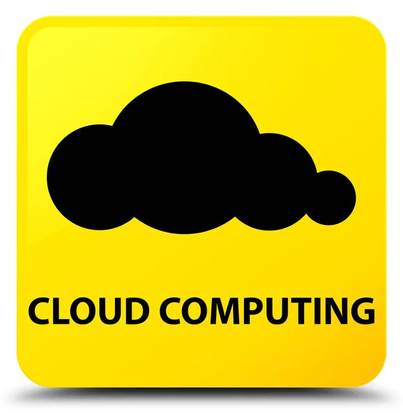 Computación en la nube botón cuadrado amarillo — Foto de Stock
