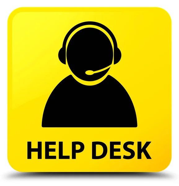 Help desk (customer care icon) yellow square button — Stock Photo, Image