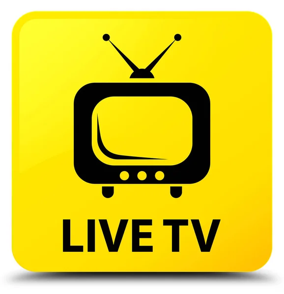 라이브 tv 노란색 사각형 버튼 — 스톡 사진