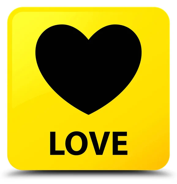 Love yellow square button — Stock Photo, Image