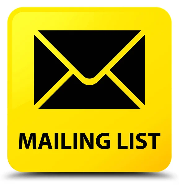 Λίστα αλληλογραφίας κίτρινο τετράγωνο κουμπί — Φωτογραφία Αρχείου