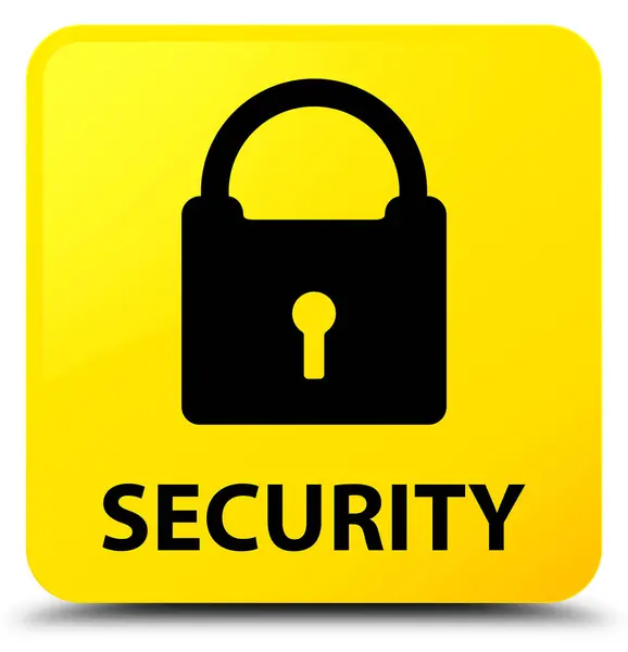 Security (padlock icon) yellow square button — Stock Photo, Image