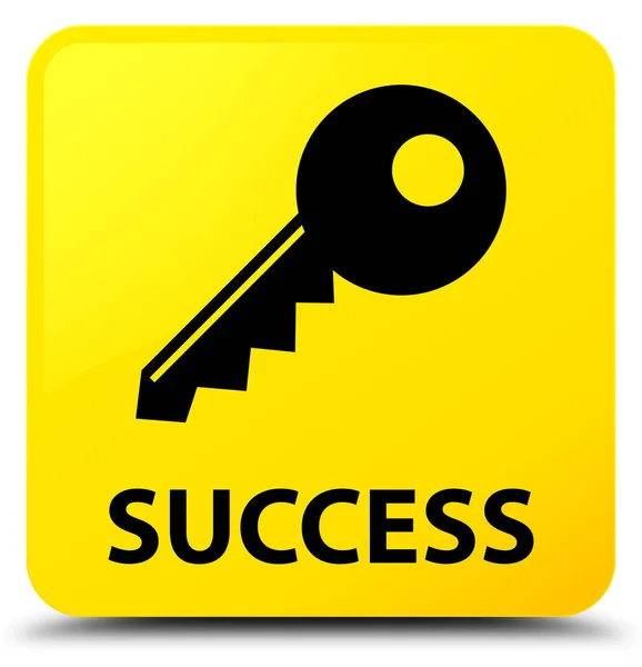 Čtvercové tlačítko úspěch (Ikona klíče) žlutá — Stock fotografie