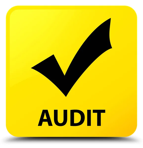 Auditoría (validar icono) botón cuadrado amarillo — Foto de Stock