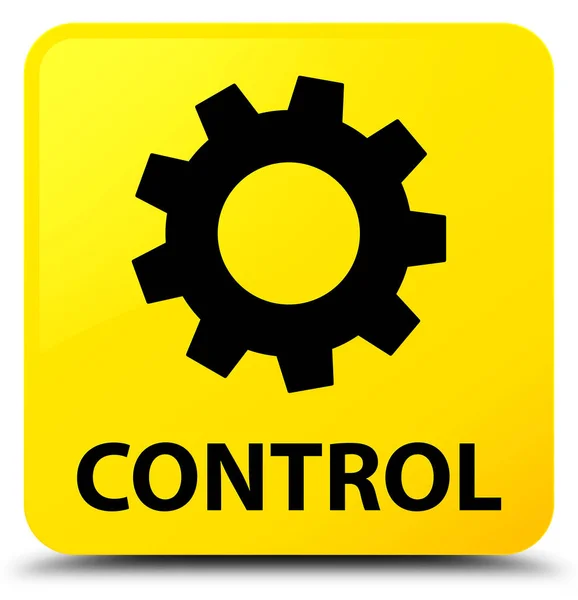 Controle (ícone de configurações) botão quadrado amarelo — Fotografia de Stock