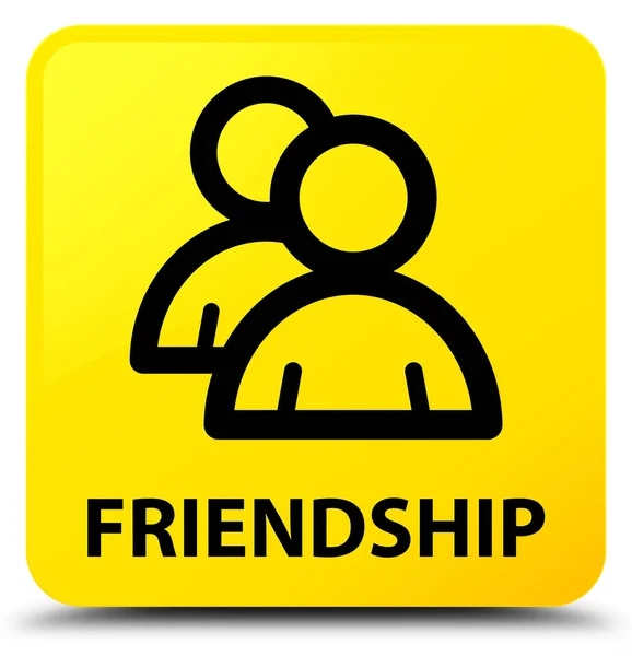 Дружба (піктограма групи) жовта квадратна кнопка — стокове фото