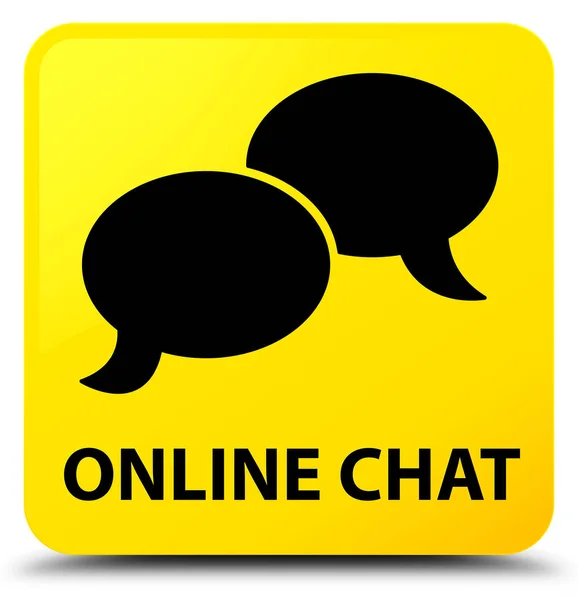 Online-Chat gelber quadratischer Knopf — Stockfoto