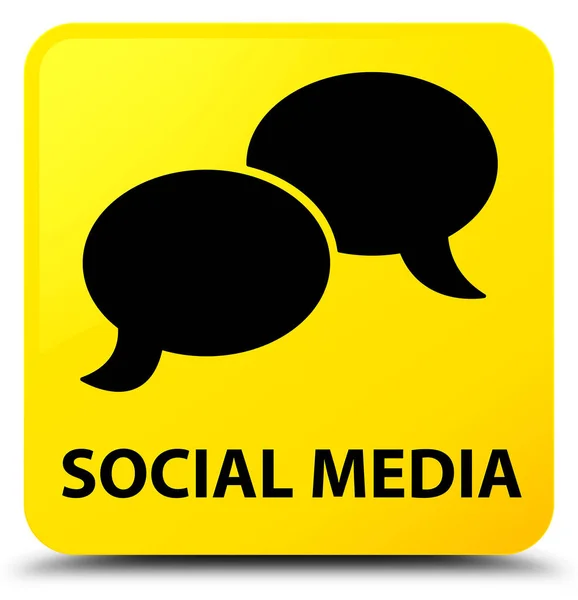 Social media (icona della bolla di chat) pulsante quadrato giallo — Foto Stock