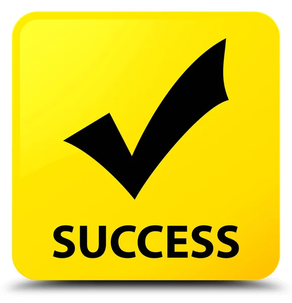 Success (validate icon) yellow square button — Stock Photo, Image