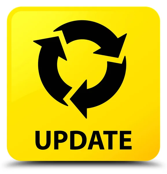 Actualización (icono de actualización) botón cuadrado amarillo —  Fotos de Stock
