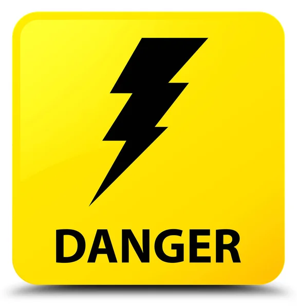 Danger (electricity icon) yellow square button — Stock Photo, Image