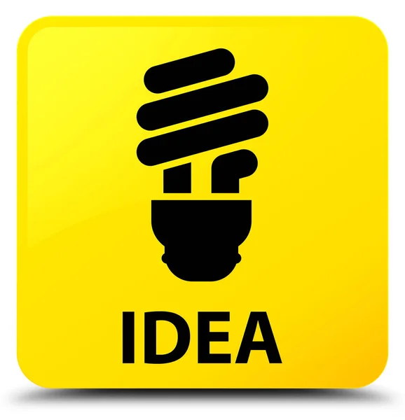 Čtvercové tlačítko idea (ikonu žárovky) žlutý — Stock fotografie