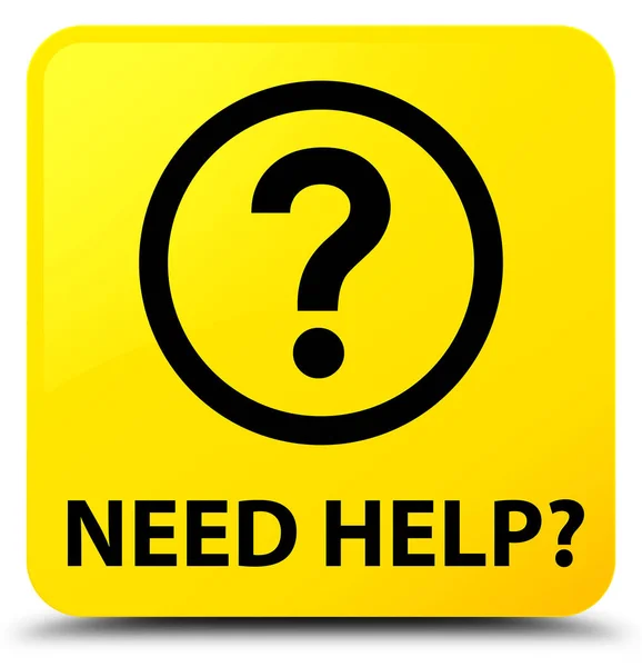 Potřebují pomoc (otázka ikona) žluté čtvercové tlačítko — Stock fotografie