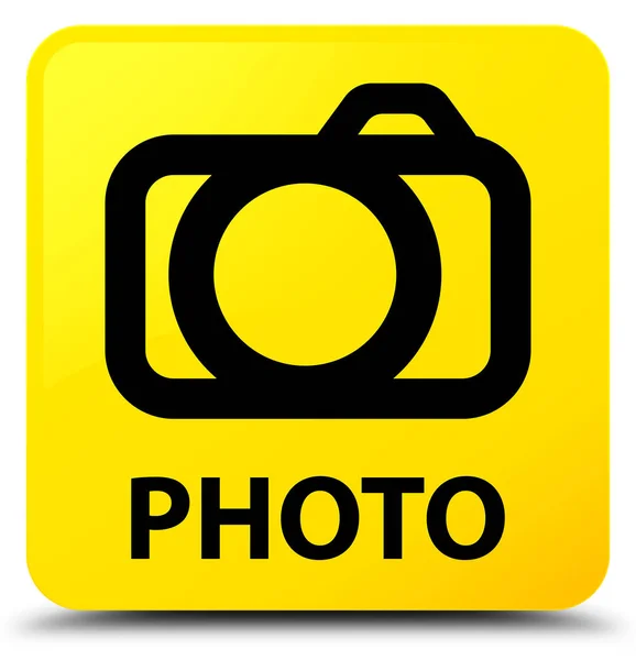 Foto (ikon kamera) tombol persegi kuning — Stok Foto