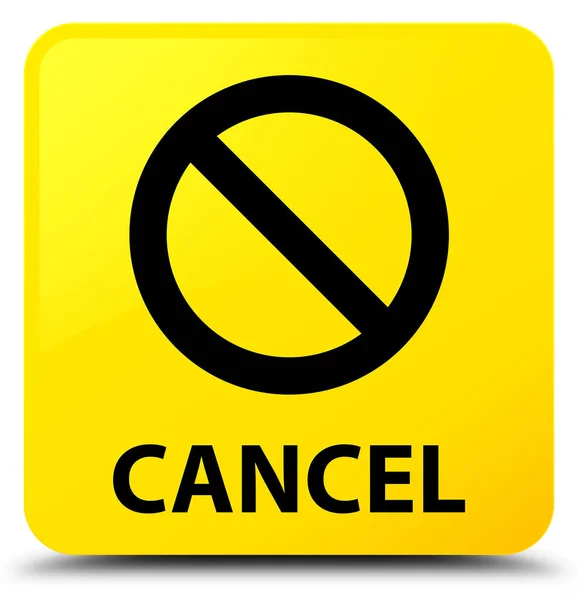 Cancella (segno di divieto icona) giallo pulsante quadrato — Foto Stock
