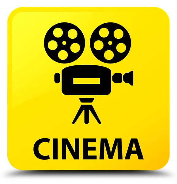 Cinema (video camera icon) yellow square button — Stock Photo, Image